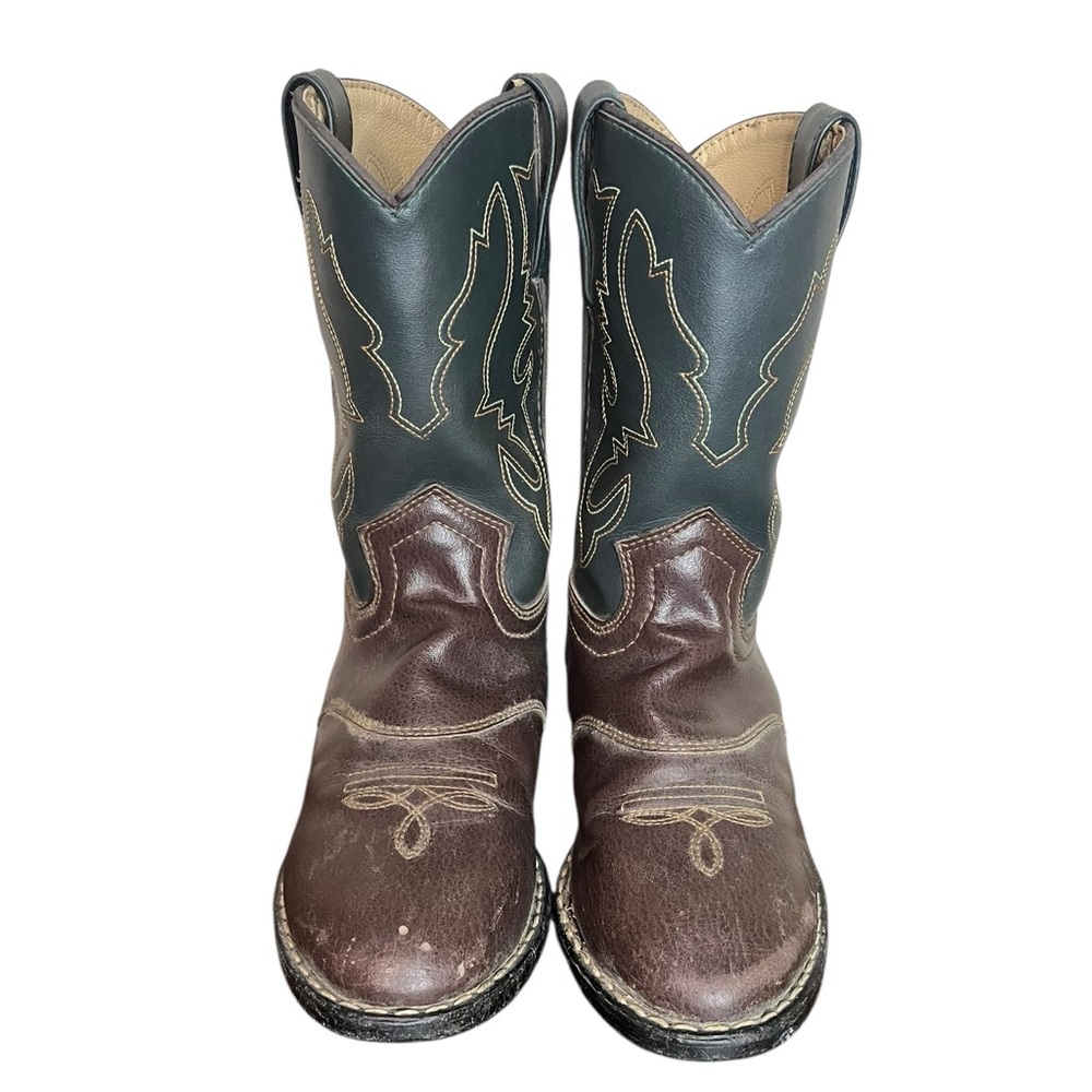 SMOKEY MOUNTAIN BOOTS Cowboy Boots Brown/Black Faux Leather Boys Size 2.5